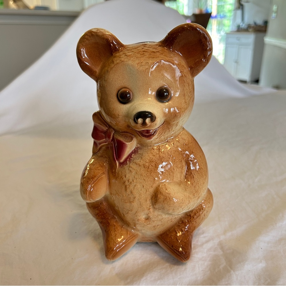 Vintage Royal Copley Ceramic Teddy Bear Bank